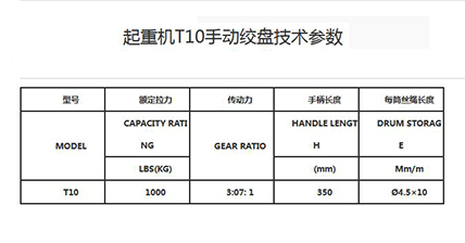 起重機(jī)T10手動(dòng)絞盤(pán)技術(shù)參數(shù)--河北東圣吊索具制造有限公司--小型攪拌機(jī)|石材夾具|液壓堆高車(chē)|手動(dòng)叉車(chē)